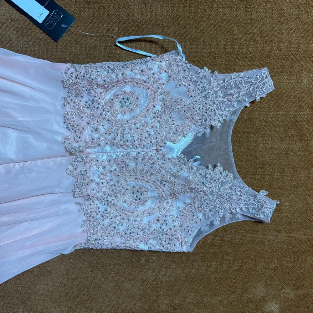 Formal Pink Embellished Ball Gown Dress Tulle Sleeveless Small‎ S Prom Quince